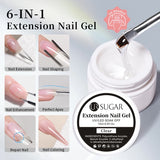 UR SUGAR 6 IN 1 Extension Nail Gel 15ML Clear Quick Builder Nail Gel Semi Permanent Self-leveling UV Construction Gel Soak Off