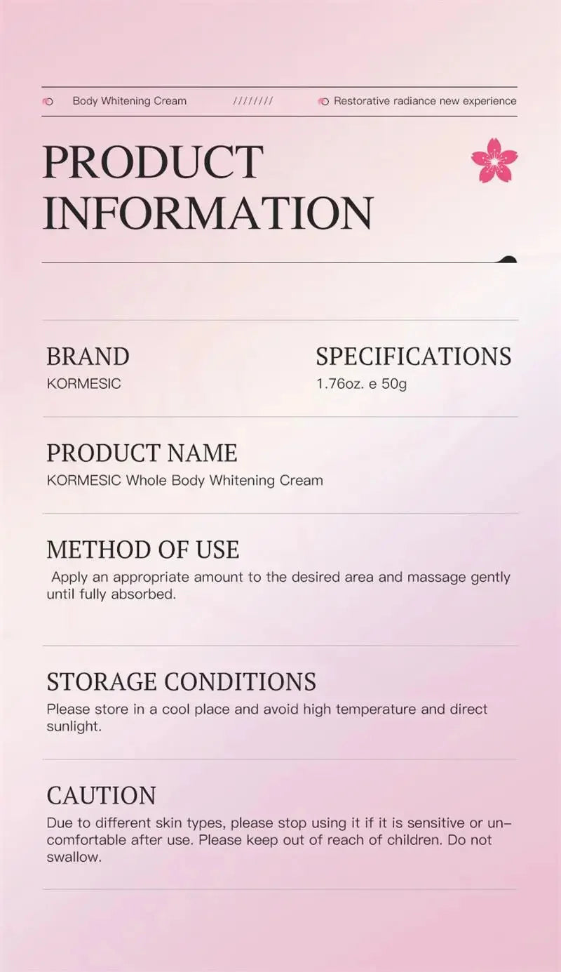 Body Whitening Bleach Cream Brighten Underarm Elbow Knees Joint Removal Intimate Parts Dark Spots Melanin Snow Bleach Cream