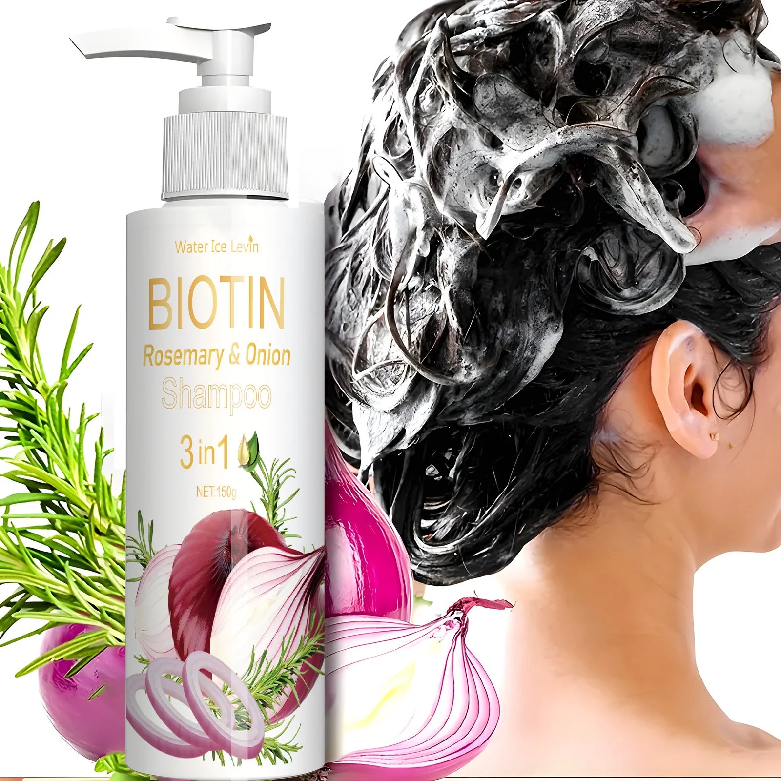 Biotin Rosemary Onion Shampoo, 72-Hour Oil Control, Soft and Shiny, Say Goodbye to Dry and Greasy Hair, Hair Care and Scalp Care