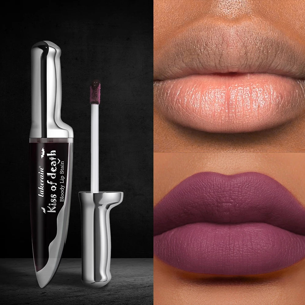 2Pcs Matte Bloody Lip Stain Long-Lasting Water-Resistant Liquid Lipstick Gothic Vampire Halloween Party Lip Tint Cosmetics