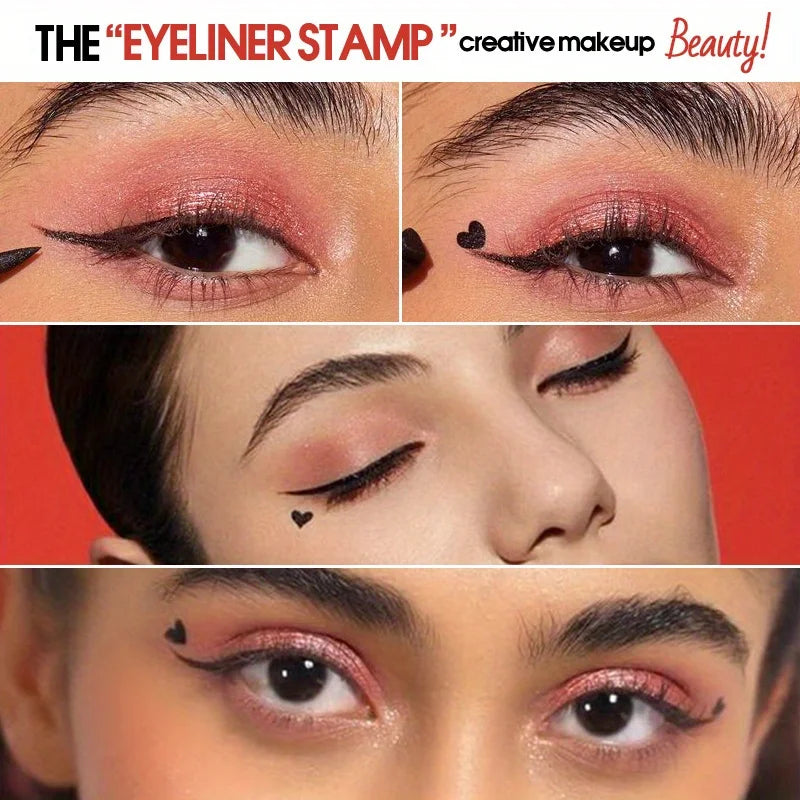 Star Liquid Eyeliner Black Moon Stamp Eye Liner Pencil 2 in 1 Waterproof Long-lasting Easy Applying Eye Eyeliner Pen Makeup