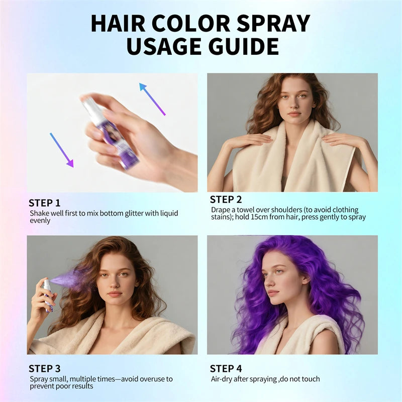Hair Color Spray Long Lasting Hair Dye Spray Instant Hair Salon Multi Color Hair Colour Cream for Festive Party Socccer Fan Gift