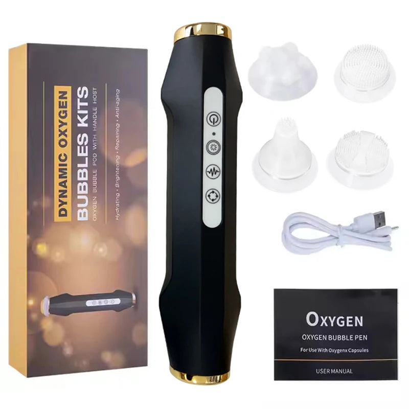 2025 New Design - Portable CO2 Oxygen Bubble Pen Rechargeable Exfoliate Device Handheld Facial Clean Machine SPA Beauty Capsules