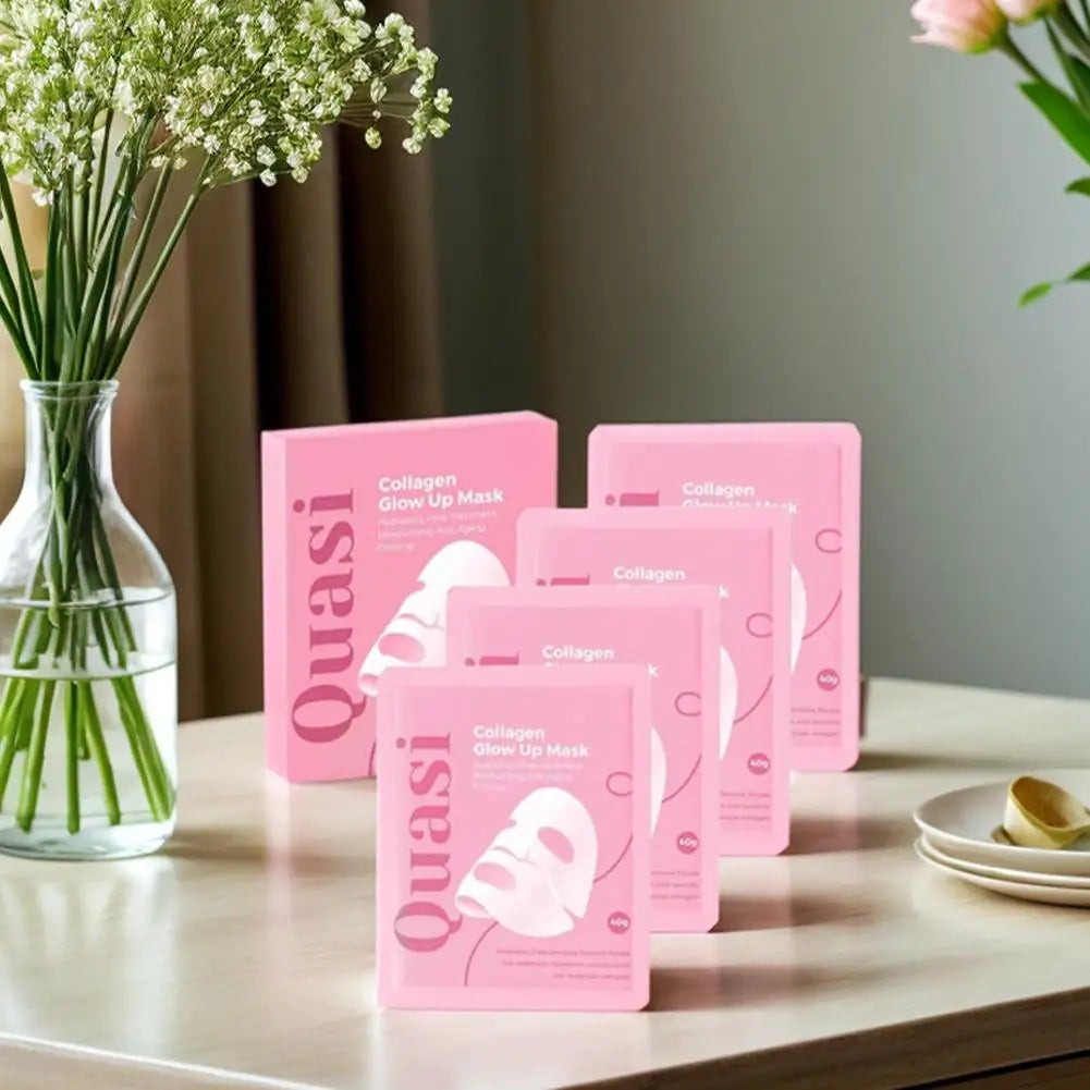 4PCS Quasi-Biological Collagen Hydrating Mask Overnight Brightening Anti-Aging Pore Minimizing Fine Line Reducing Mask Face Care