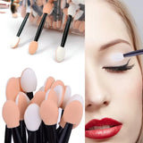 100PCS Disposable Double-Headed Eye Shadow Sponge Applicators 6.5cm with Container for Eyeshadow Stick