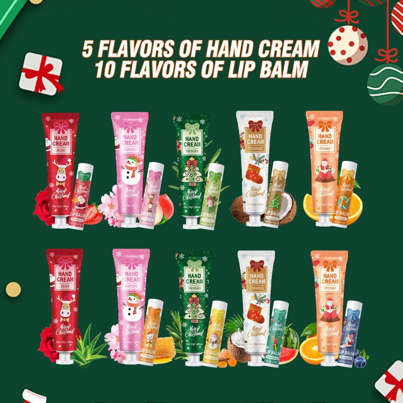 Christmas Gift Set Distribution 120PCS/Box in Bulk, Lip Balm in Bulk, Hand Cream in Bulk, Christmas Cards, Gift Gauze Bags