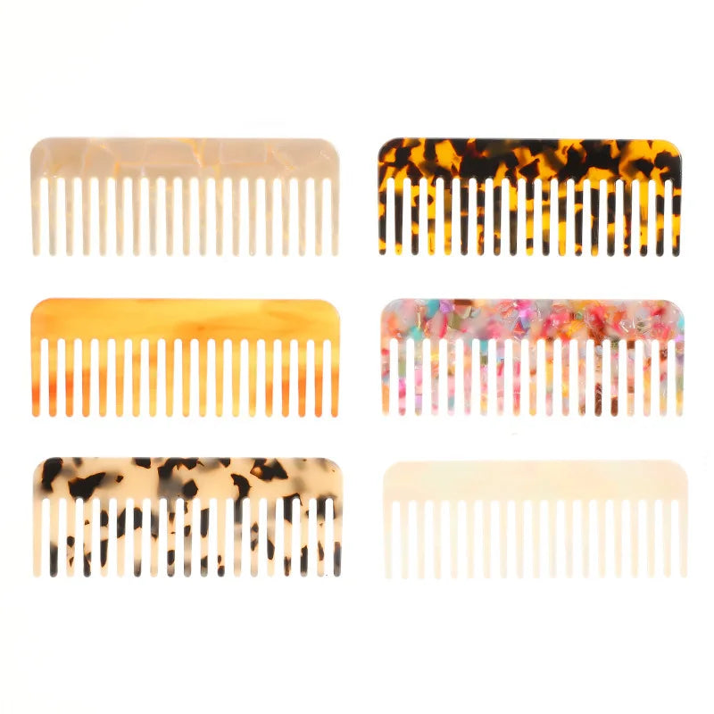 Korean Fashion Design Hair Comb Wide Teeth Acetate Hairdressing Comb Anti-static Massage Hairbrush Colorful Hair Styling Tools