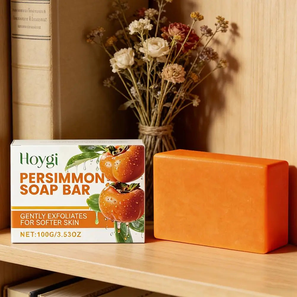 Persimmon Soap Bar for Body Odor Control, Handmade Persimmon Soap for Face and Body Wash, Gentle Smooth Deodorant Bath Soap 100g