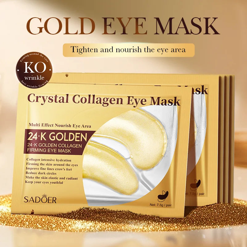 20Pcs=10Pairs Gold Collagen Crystal Eye Mask Skincare Eye Patches Firming Moisturizing Nourishing Eye Skin Care Products