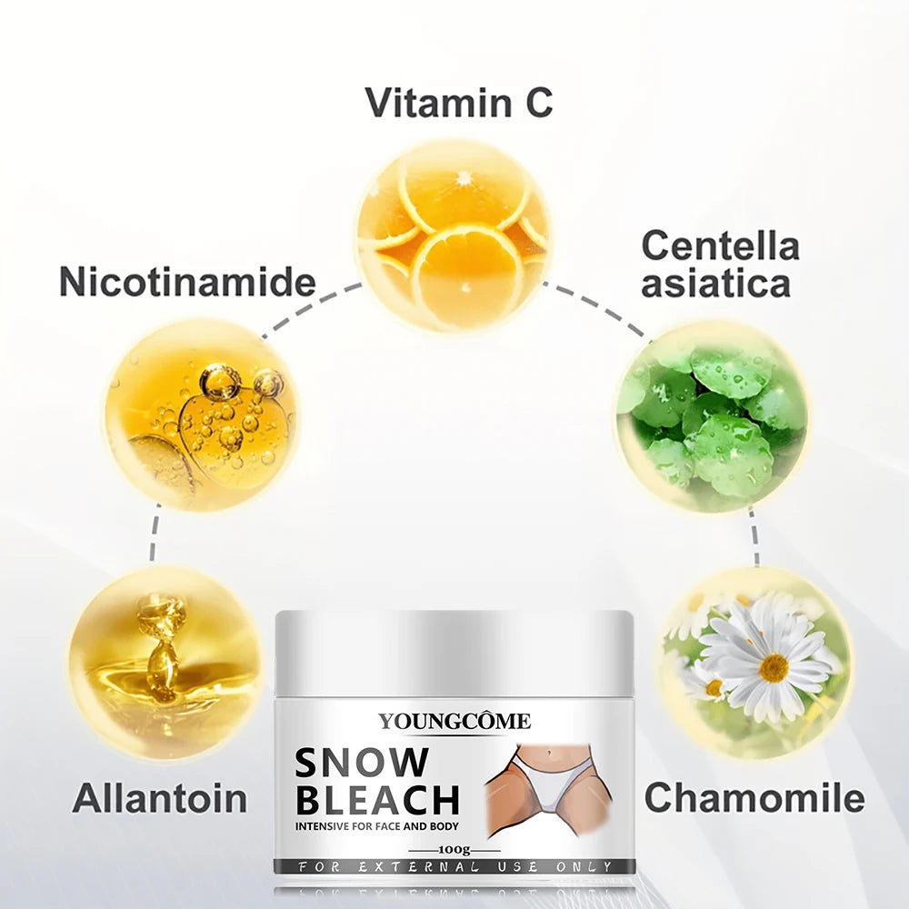 Body Whitening Bleach Cream Brighten Underarm Elbow Knees Joint Removal Intimate Parts Dark Spots Melanin Snow Bleach Cream 45ml
