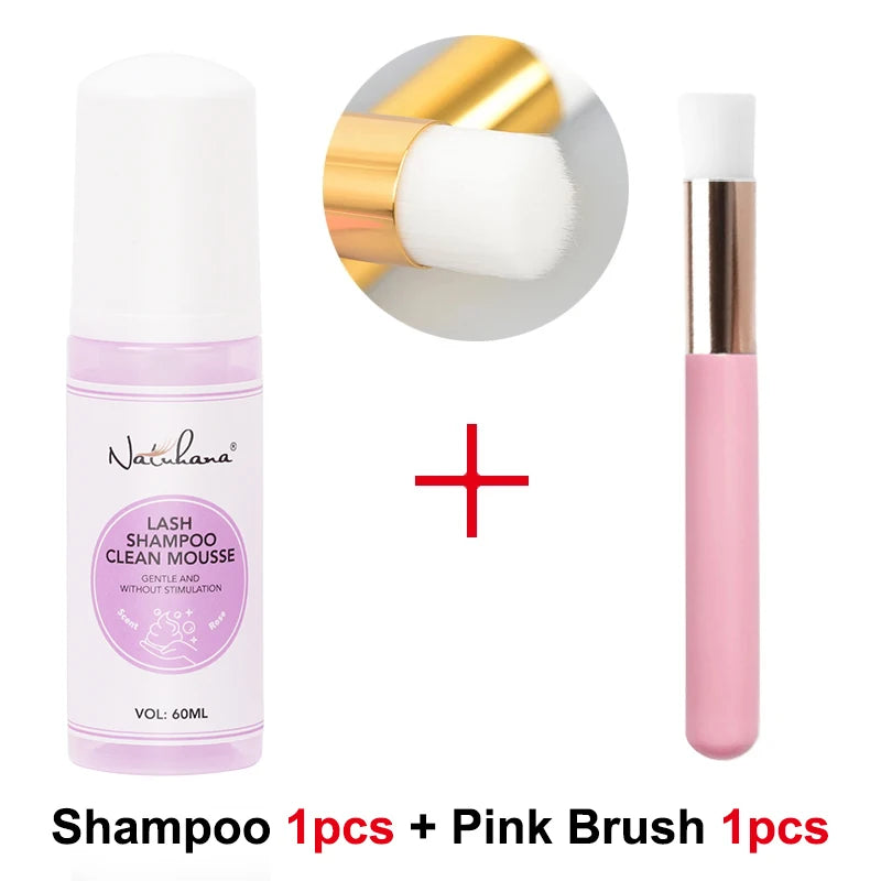 NATUHANA 60ml Gentle Lash Cleansing Mousse No Irritation Eyelash Shampoo for Extensions Grafting Makeup Remover Glue Cleanser