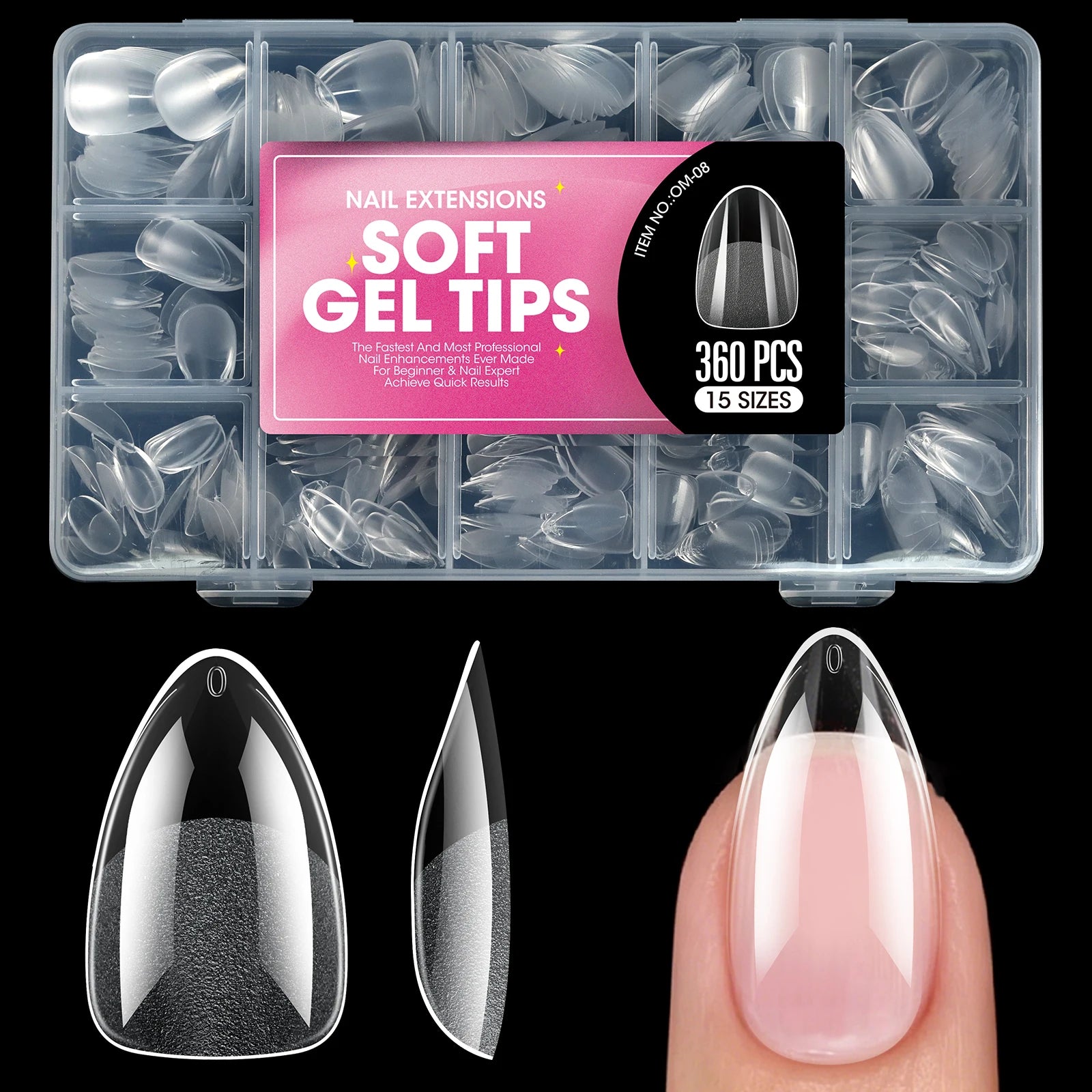 100/320/600Pcs Short Almond Nail Tips Soft Gel Nail Tips Full Cover False Nail Tips For Acrylic Nails  Salon Home Press On Nails