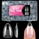 100/320/600Pcs Short Almond Nail Tips Soft Gel Nail Tips Full Cover False Nail Tips For Acrylic Nails  Salon Home Press On Nails