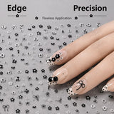 6Pcs 3D Hollow Flower Nail Stickers Black Silver Metallic Piano Key Musical Note Bowknot Adhesive Decals For Nail Art Making