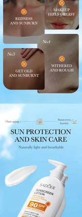 Lotion Solaire Pour Le Corps Et Le Visage, Super 220g, 50g Small Bottle Size, SPF 90 PA +++++, Utilisation Pour Tout Le Corps,