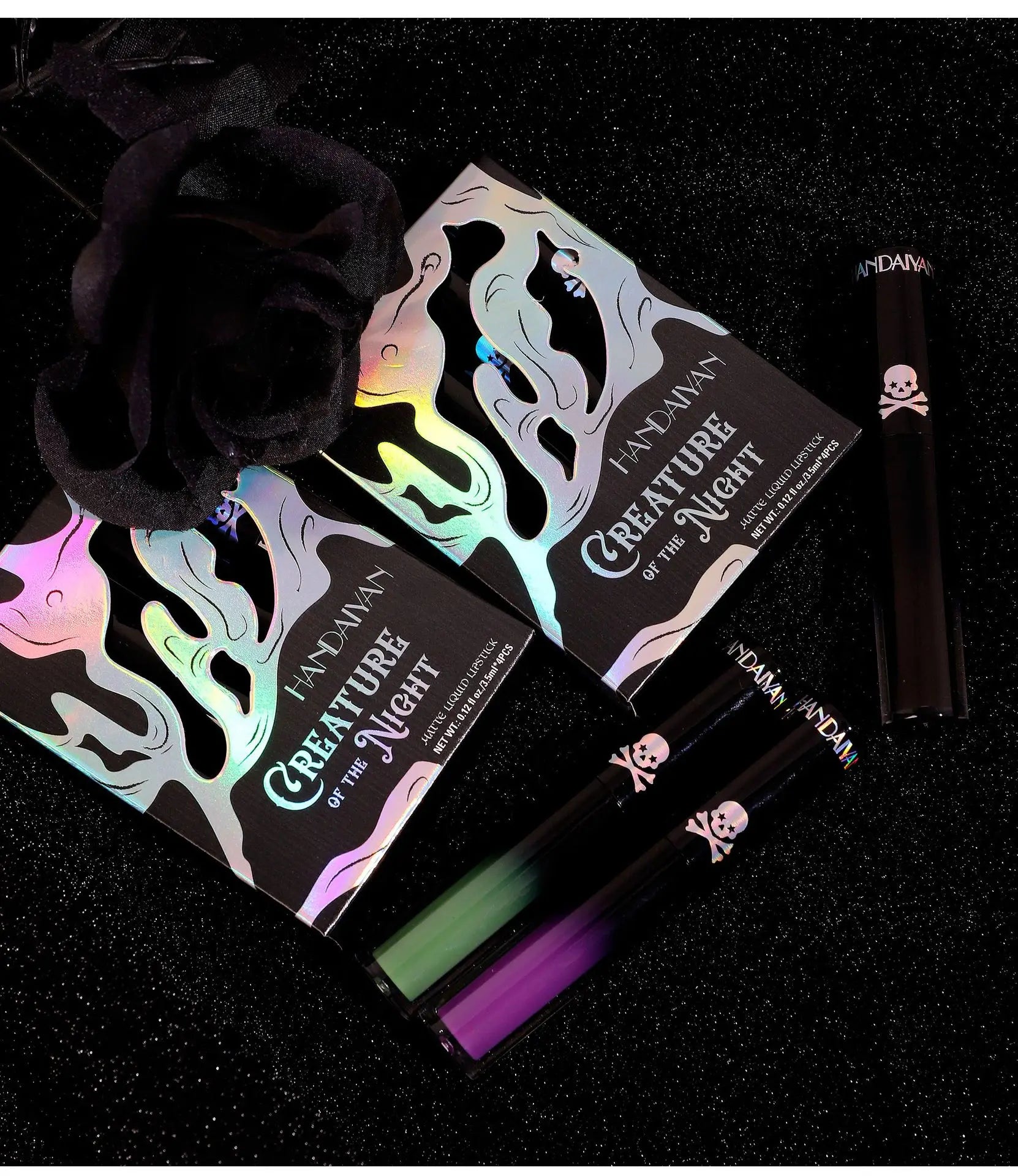 Halloween Goth Lipstick Set Long Lasting Smudgeproof Dark Matte Lip Gloss Velvet Lipsticks Black Liquid Lipstick for Halloween