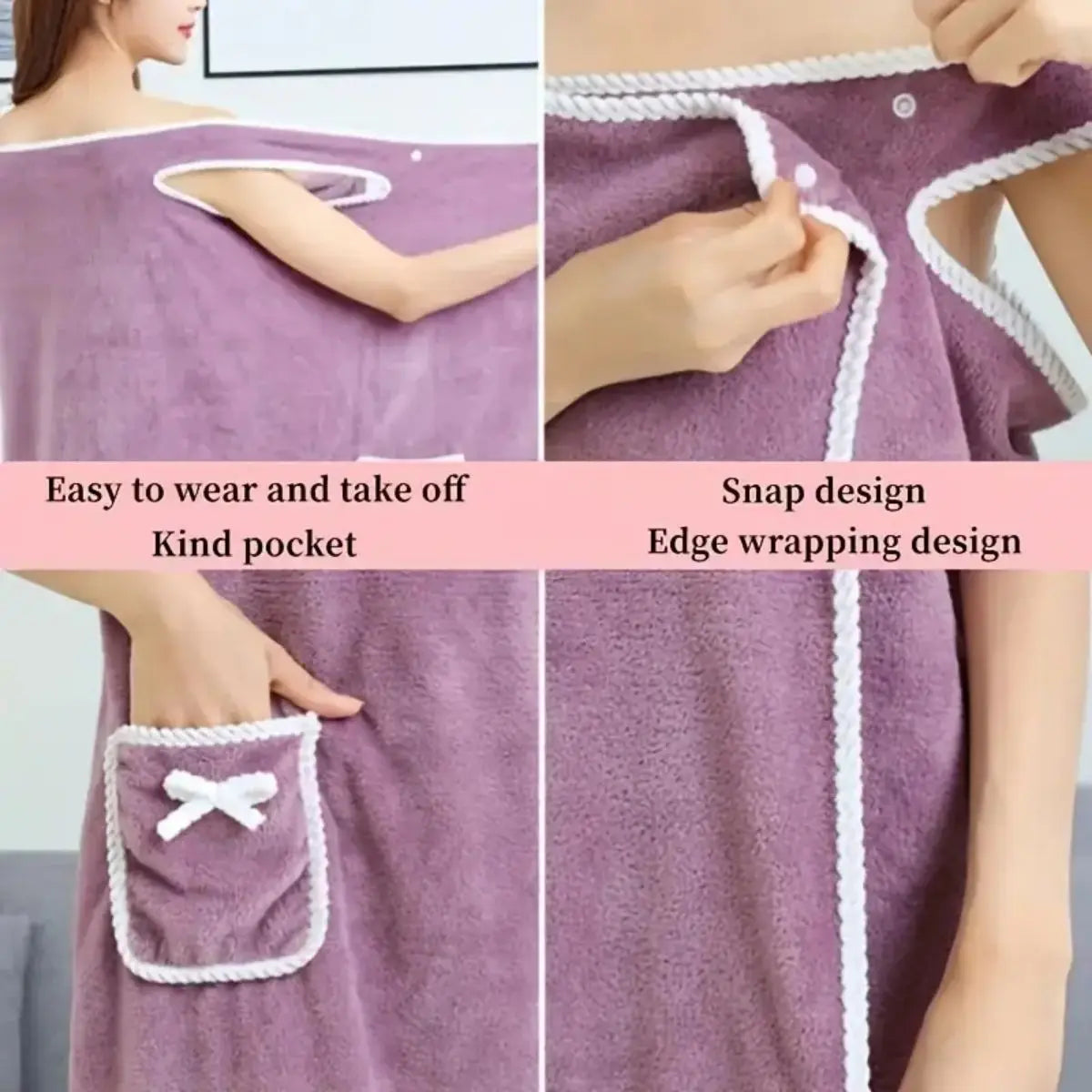 Womens Bath Towels Girls Wearable Fast Drying Bathing Beach Spa Bathrobes Wash Clothing, Shower Bath And Gym Towel