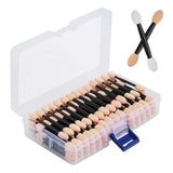Cuttte 50/100PCS Disposable Dual Sides Eye Shadow Sponge Applicators with Container,  Length Eyeshadow Brushes Makeup Applicator