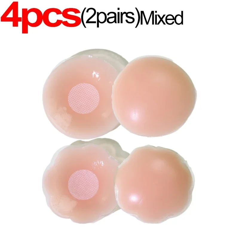 2/10pcs Invisible Nipple Cover Stickers Self-adhesive Chest Breast Petals Silicone Lift Up Paddings Reusable Women's Patch Bra