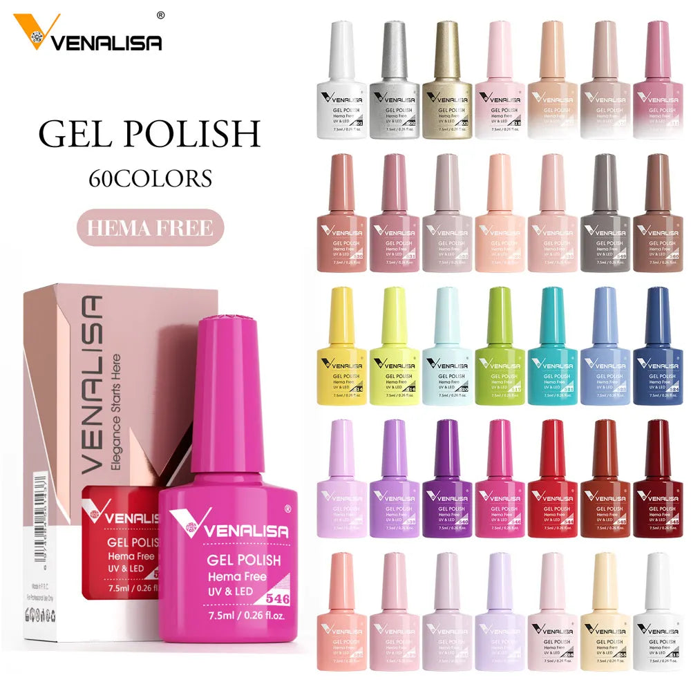 Venalisa HEMA TPO FREE Nail Gel Polish Glitter Gorgeous Full Coverage Soak Off UV LED French Nail Jelly Pink Nude Collection
