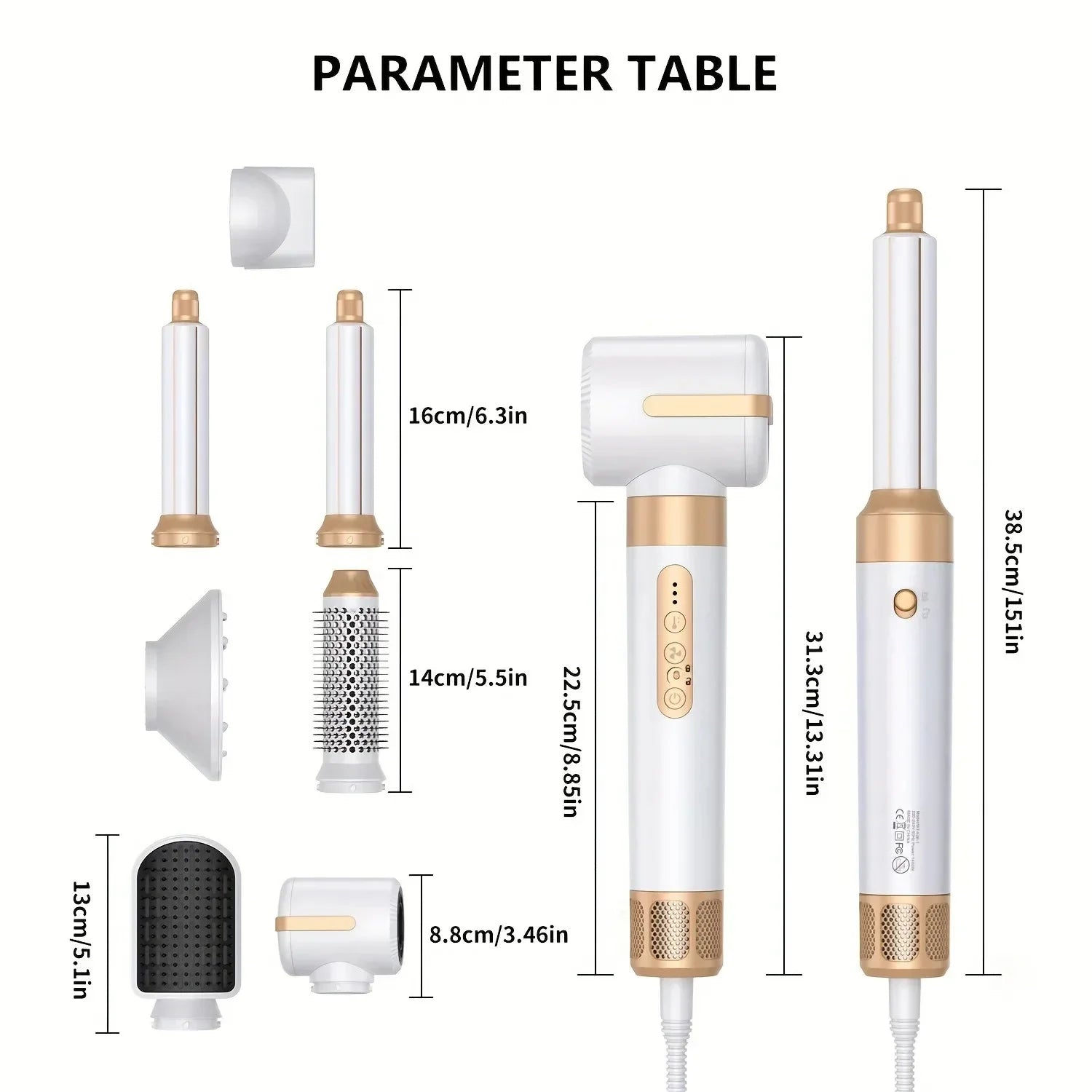 Tinsol 7 In 1 Hair Dryer Brush Brushless High Speed Hair Dryer with Diffuser Ionic Blow Dryer Hot Air Styling Comb Hair Curler