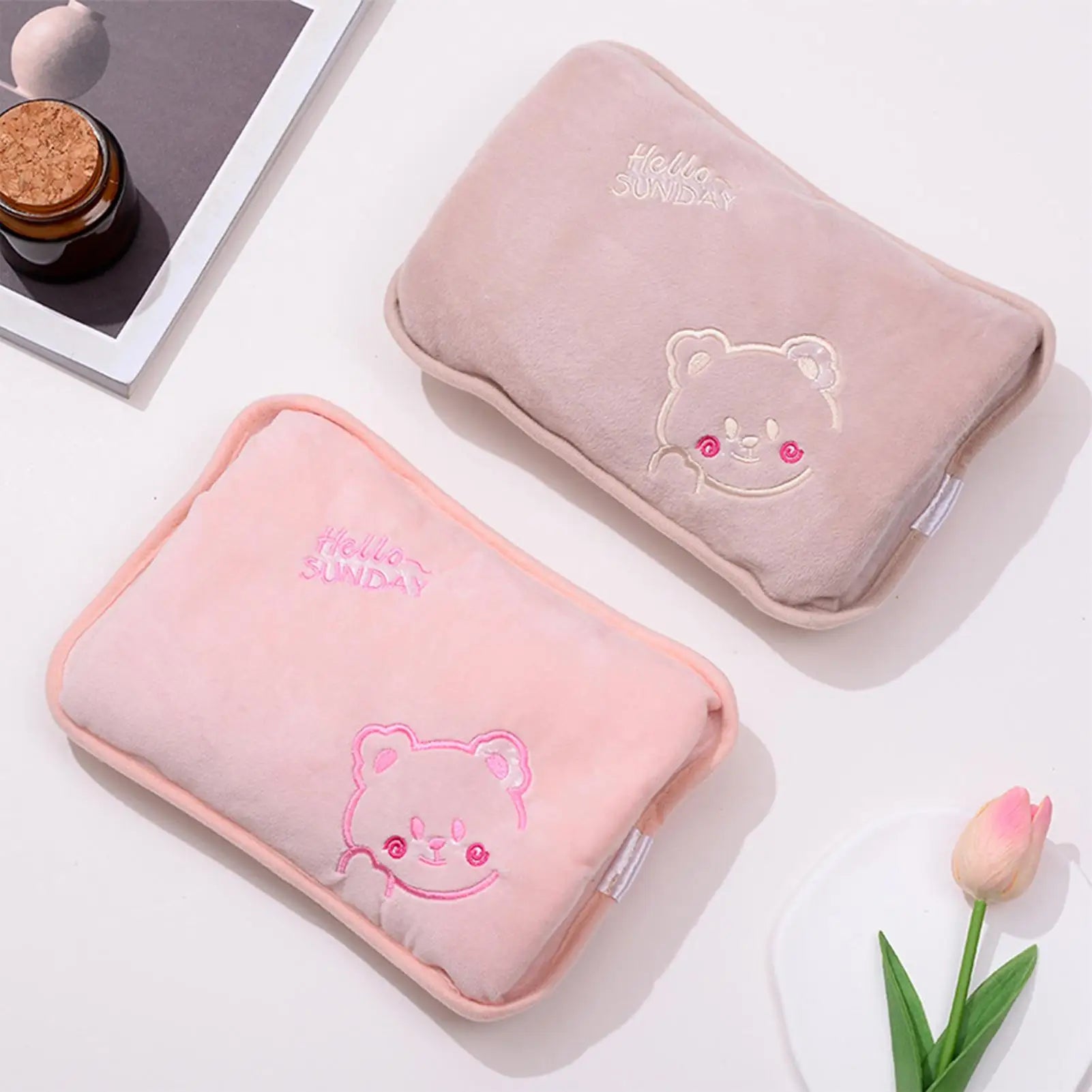 Rechargeable Electric Hot Water Bottle Hand Warmer Heat Pad for Period Cramps Muscle Pain Back Neck Shoulder Legs Home Office