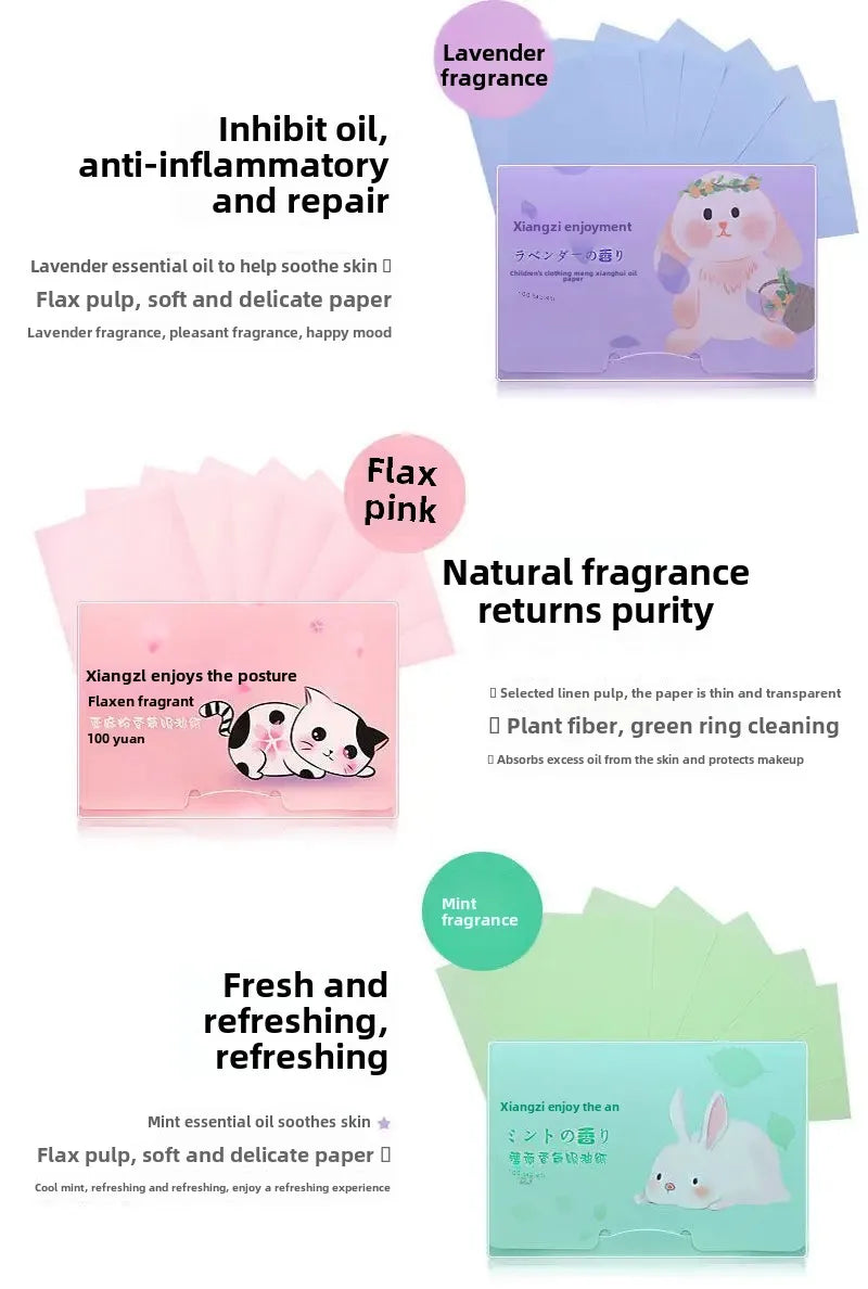 100/300pcs/6Packs Protable Face Oil Blotting Paper Matting Wipes Facial Cleanser Oil Control Oil-absorbing Face Cleaning Tools