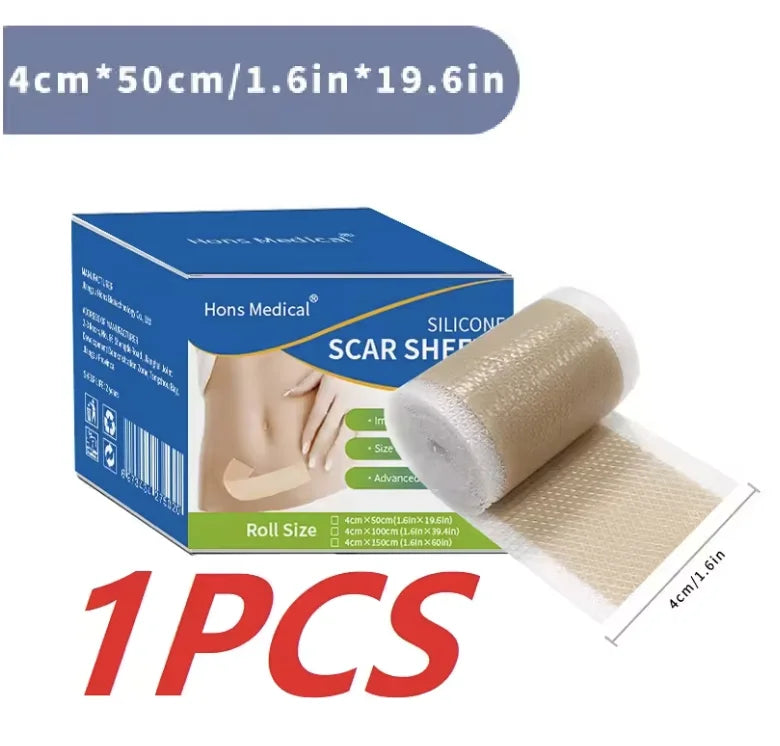 4cmx50cm Silicone Scar Sheet Painless Scar Repair Tape Removal Strip for C-Section Keloid Surgery Burn Acne Roll Effective Scar