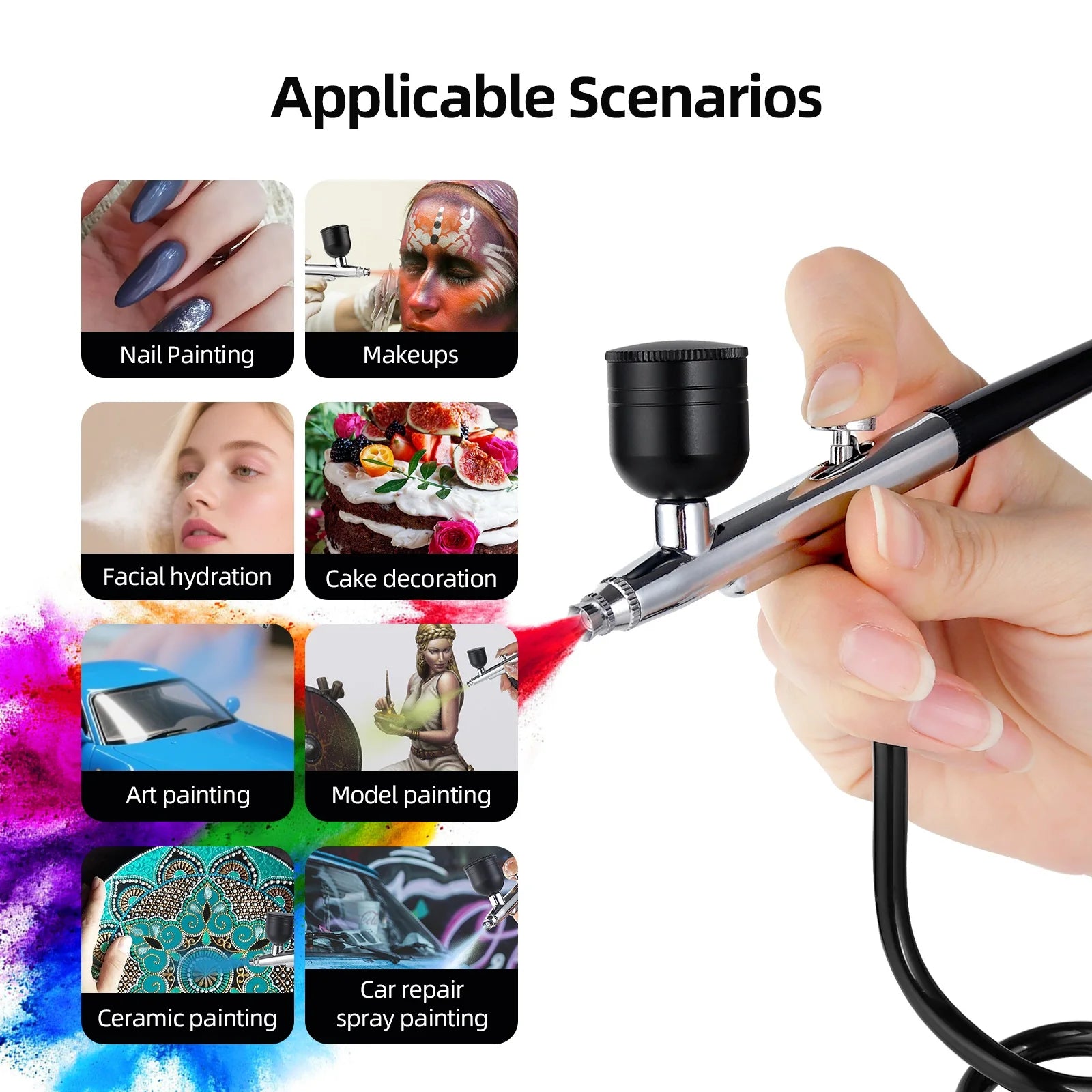 Portable Airbrush Mini Air Compressor Kit Paint Spray Gun For Nail Art Tattoo Craft Cake Pastry Painting Face Hydrating Sprayer