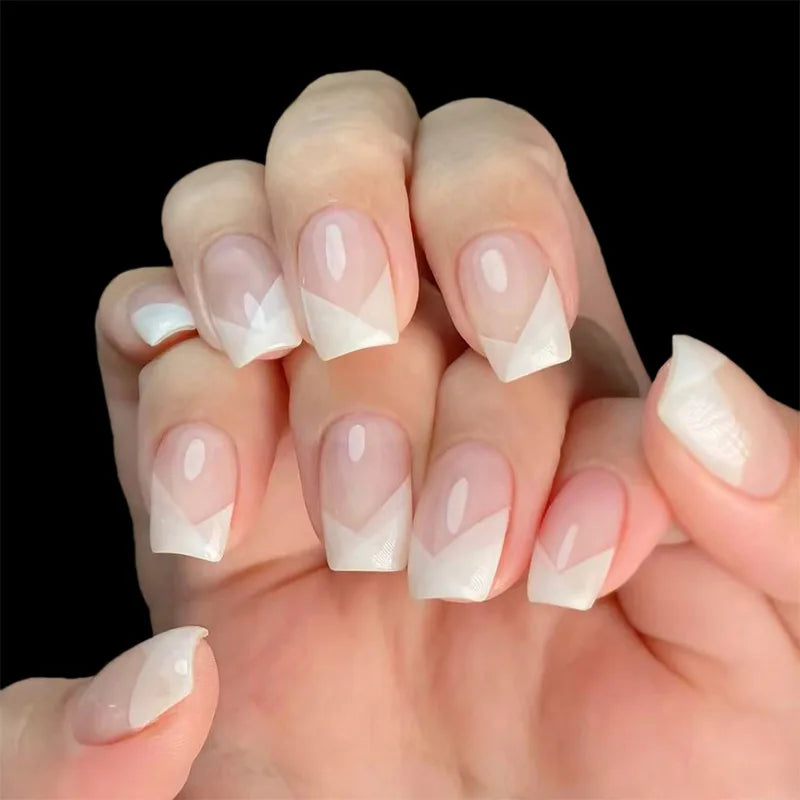 24Pcs Oval Short Pink Press on Nails Simple Ombre Spring False Nail for Sweet Sassy Cool Women&Girl Removable Wearable Nail Art