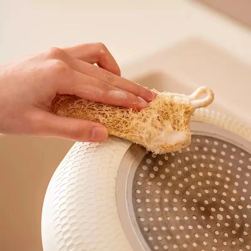 4-6Pcs Natural Loofah Exfoliating Sponges - Gentle Body Scrubber for Shower & Bath, Bamboo Fiber Cleaning Pads