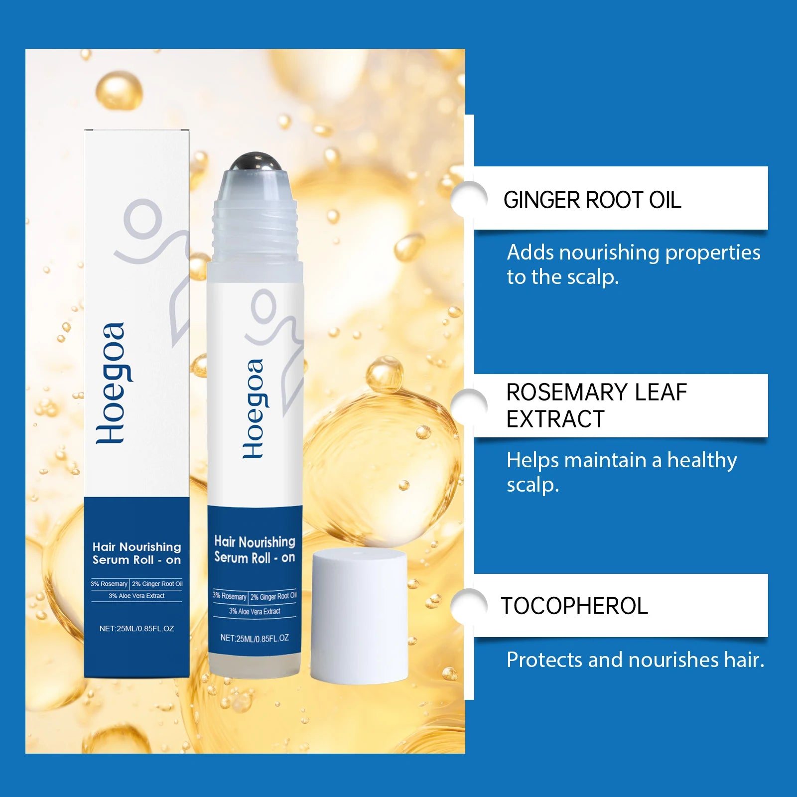 Hair Nourishing Serum Roll-On Improves Scalp Health Strengthens Hair Roots Thicker and Healthier Looking Hair Scalp Treatment Essence for Thinning Hair