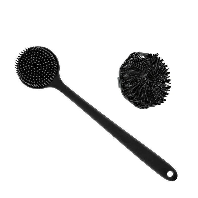 Bath Soft Silicone Back Brush Bath Shower Sponge Scrubbing Brush with Handle Exfoliating Scrub Skin Massager Exfoliating Brushes