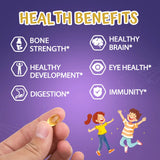 Kids Multivitamins Capsules - with D3+K2,Calcium - Promote Brain Development, Enhance Immunity,Support Digestion Healthy