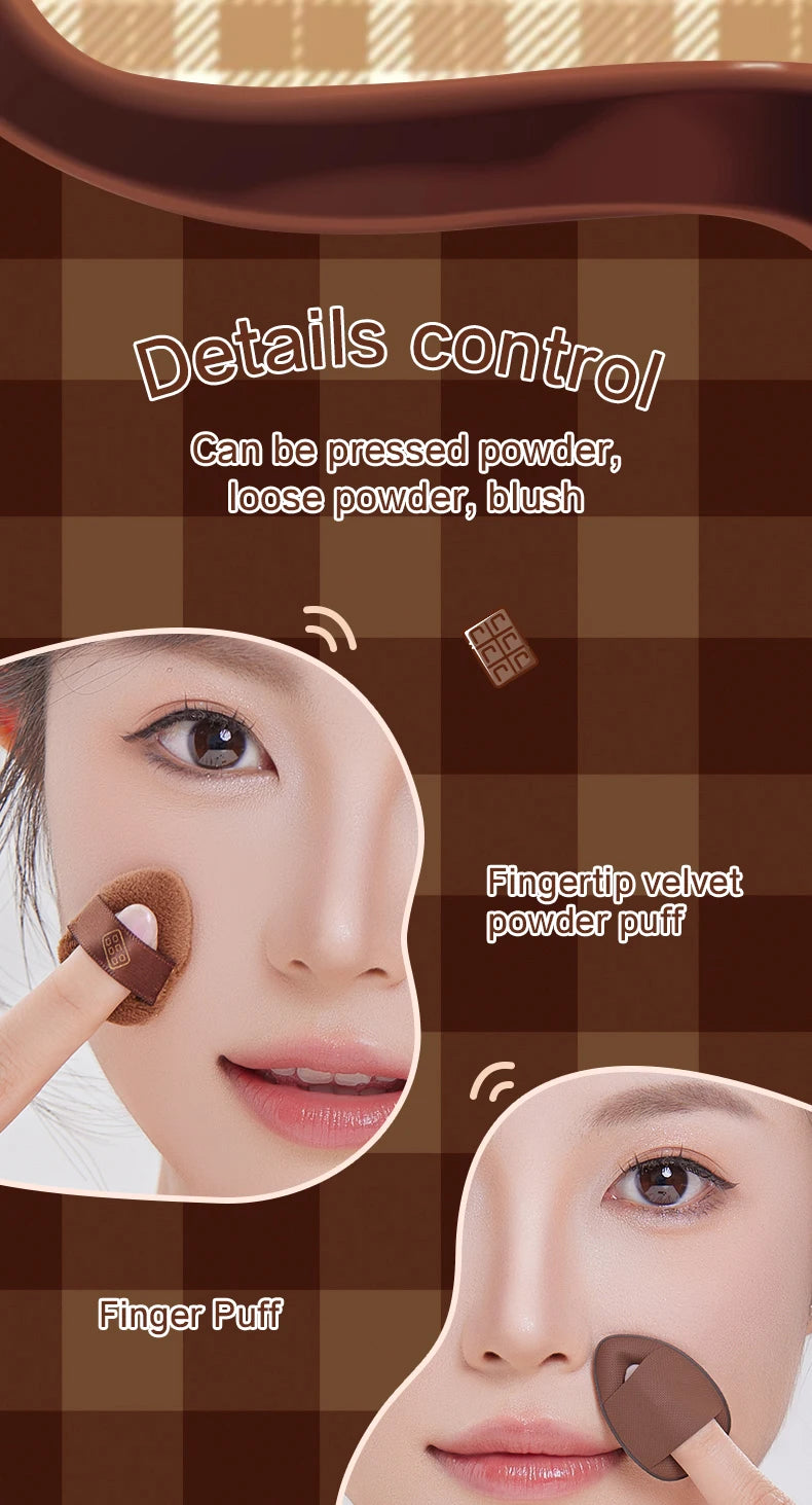 GECOMO 6 PCS Chocolate Powder Puff Set, Wet And Dry Sponge, Soft Leather Flocking Makeup Cushion