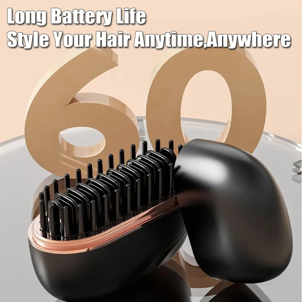 Portable Wireless Straightening Comb Mini USB Rechargeable Hair Straightener Brush Multifunctional Gentle Hair Styling Accessory For Travel Daily Use