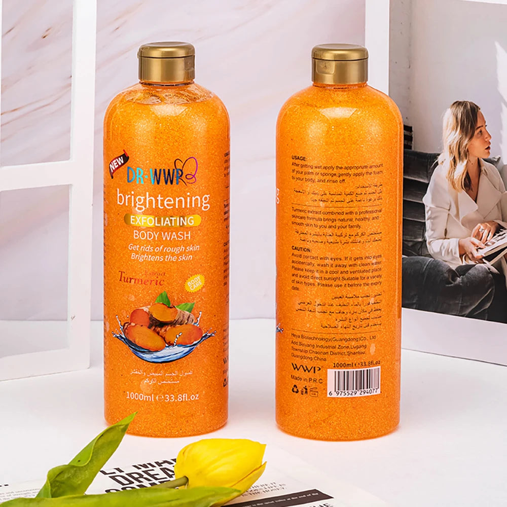 1000ml Lavender Kojic Acid AHA Shower Gel Deep Cleansing Brighten Skin Scrub Body Wash Exfoliator Body Care Fragrance Skincare