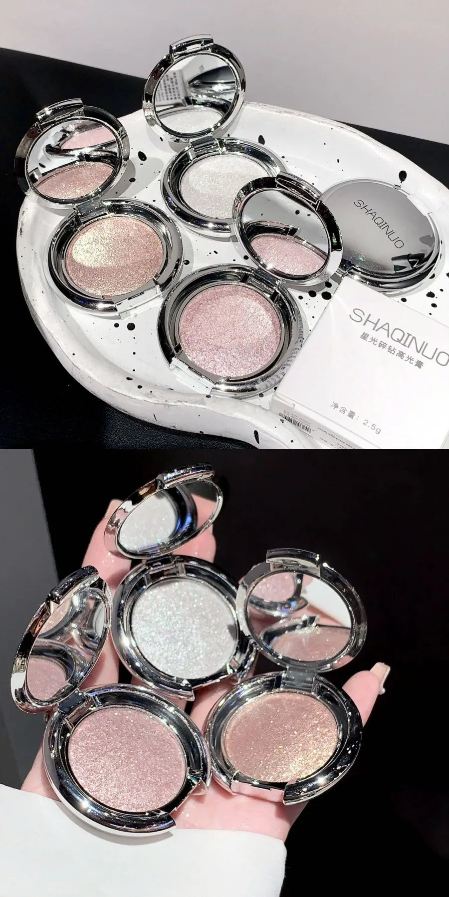 SHAQINUO Highlighter Cream, Radiant Shimmer Powder, Smooth with Potato Mash Texture, Long-lasting, Non-Flaking for Highlighting