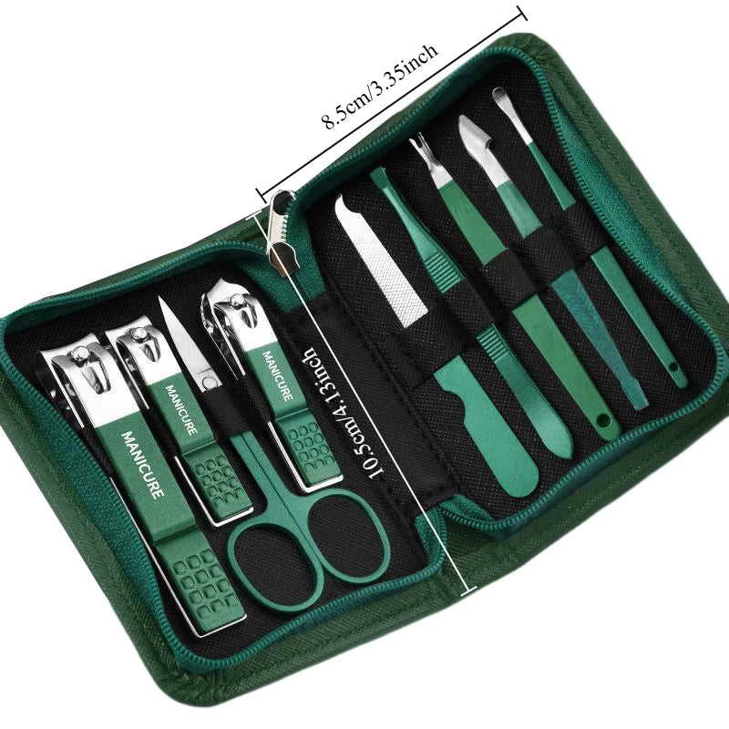 6-9 Pcs Manicure Set With Leather Case Professional Foot And Face Care Tool Kits Stainless Steel Nail Clipper Sets Gift