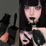 Pearlescent Polarized Green Lip Mud Gloss Fine Shimmer Lip Glaze Plumping Gothic Black Moisturizing Shiny Halloween Lips Makeup
