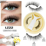 2 Pairs Magnetic Eyelash Natural Look Fluffy False Eyelashes Reusable Magnetic Eyelash Set with Applicator No Glue Need Makeup