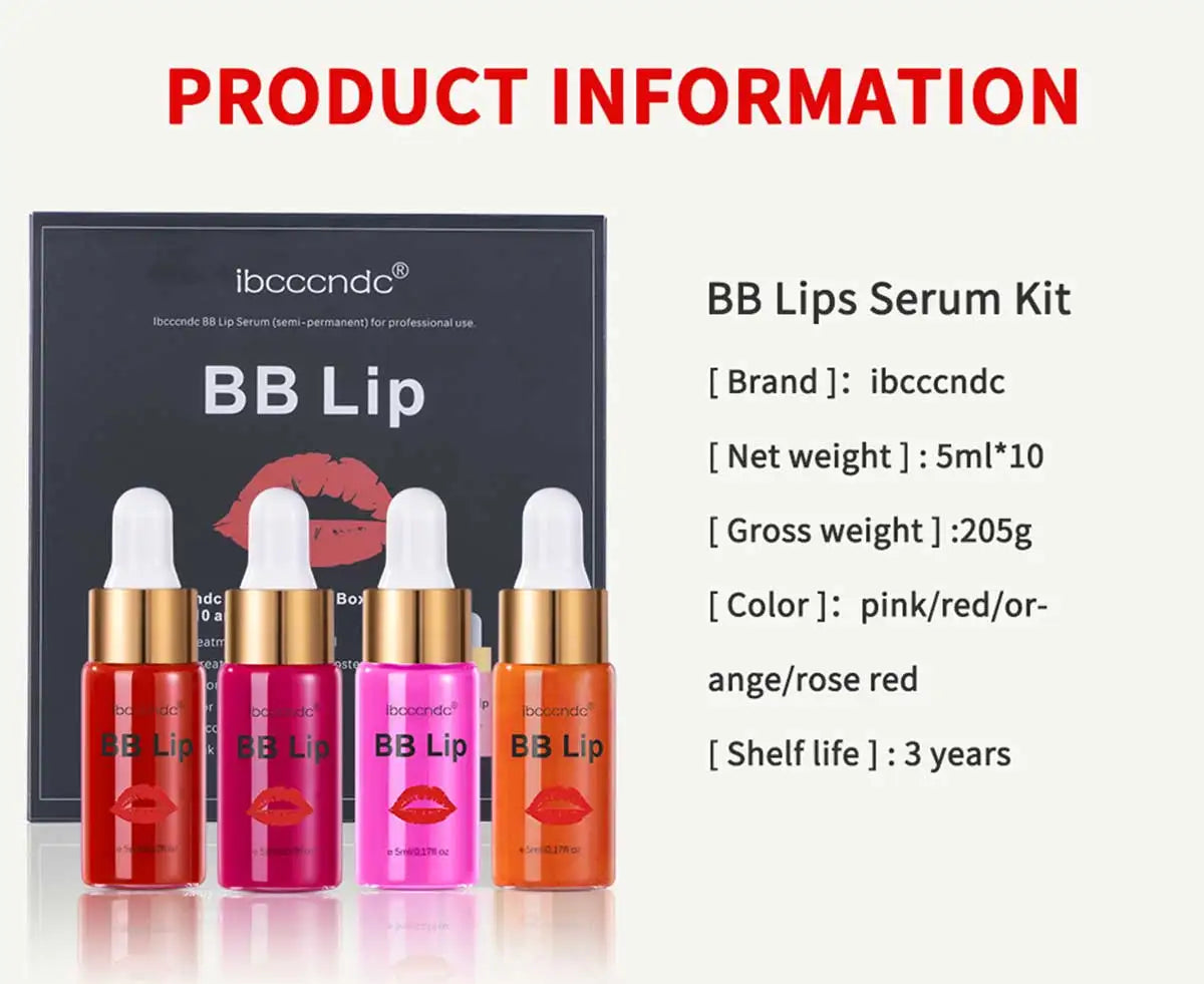 BB Lips Ampoule Serum Starter Set Semi-Permanent BB Lip Gloss Tinted Pigment Lasting Moisturizing For Lip Care Korea Glow