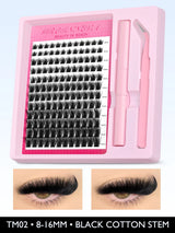 GROINNEYA Lash Clusters Kit Fluffy Individual Lashes C Curl Cluster DIY Lash Extension Kit Lash Bond and Seal Eyelash Extensions