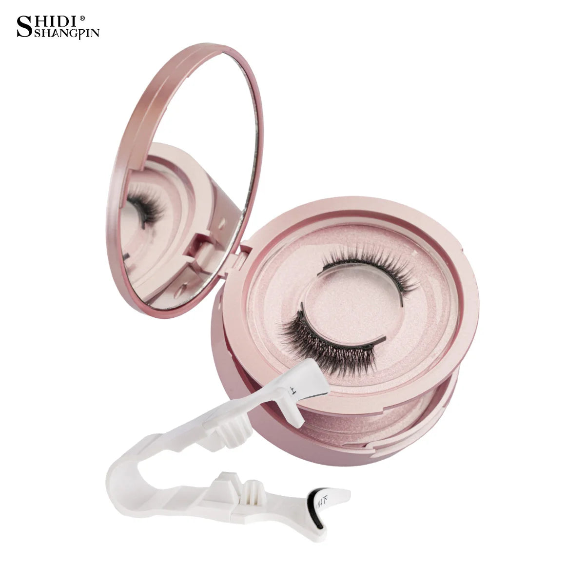 2 Pairs Magnetic Eyelash Natural Look Fluffy False Eyelashes Reusable Magnetic Eyelash Set with Applicator No Glue Need Makeup