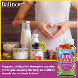 Organic Kids Multivitamin Gummies, with Vitamins A, C, D, E, Zinc, Probiotics, Promotes Digestion and Enhances Immunity