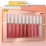 4pcs/10pcs/set Nude Lip Gloss Matte Velvet Lipstick Waterproof Long-lasting  Liquid Lipstick Women Moist Lip Tint