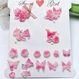 50pcs Vampire Nails Accessories Mixed Resin Ribbon Bow Camellia Tulip Heart Nail Art Charms Decorations Supplies Parts DIY Jewel
