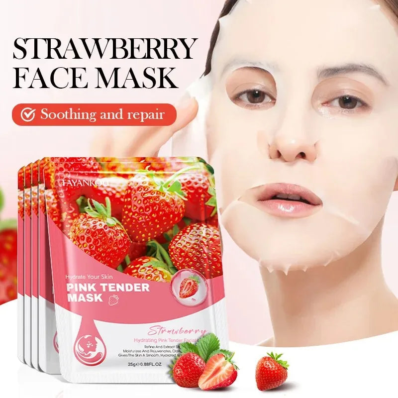 10Pcs Fruits Facial Masks for Face Skincare Moisturizing Brightening Hydrating Firmingface Mask Beauty Face Skin Care Products