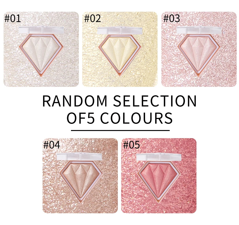 Natural Diamond Highlighter Powder 5 Color Shimmer Contour Nose Shadow Brightening Face Makeup Cosmetics Palette