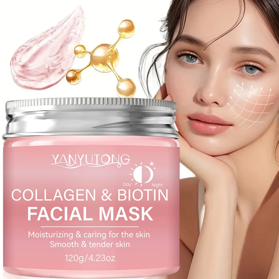 Collagen Peel Mask, Biotin Collagen Wrap Mask Day and Night, Deep Hydration, Night Care Mask Cream.